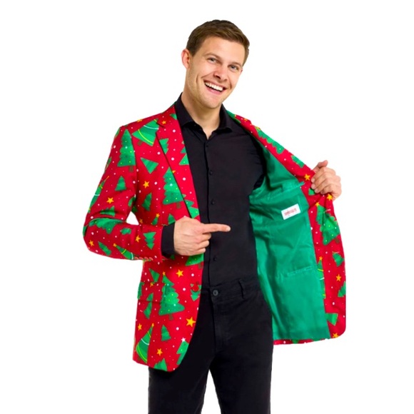 OPPOSUITS Christmas Blazer Trees & Stars Size Small US 34-36 - Picture 2 of 12